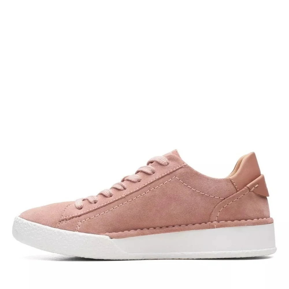 New Clarks Craft Cup Lace Sneakers Soft Girl 11 Rose Suede Pink Low Top Comfort‎